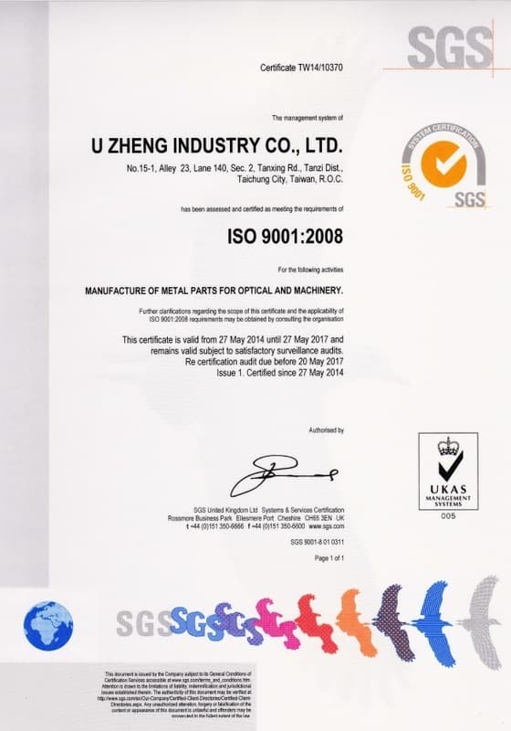 SGS ISO 9001:2008 Certificate